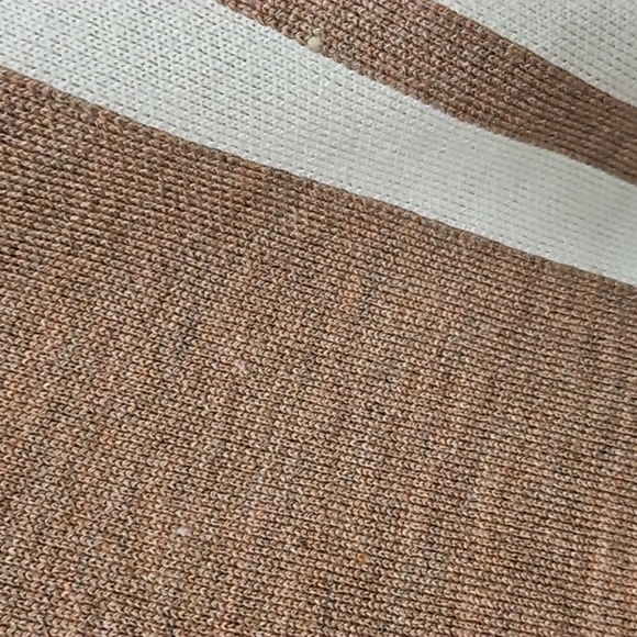 LOFT Border Stripe Poncho Wrap Shrug Tan & White Size M/L - Picture 8 of 8